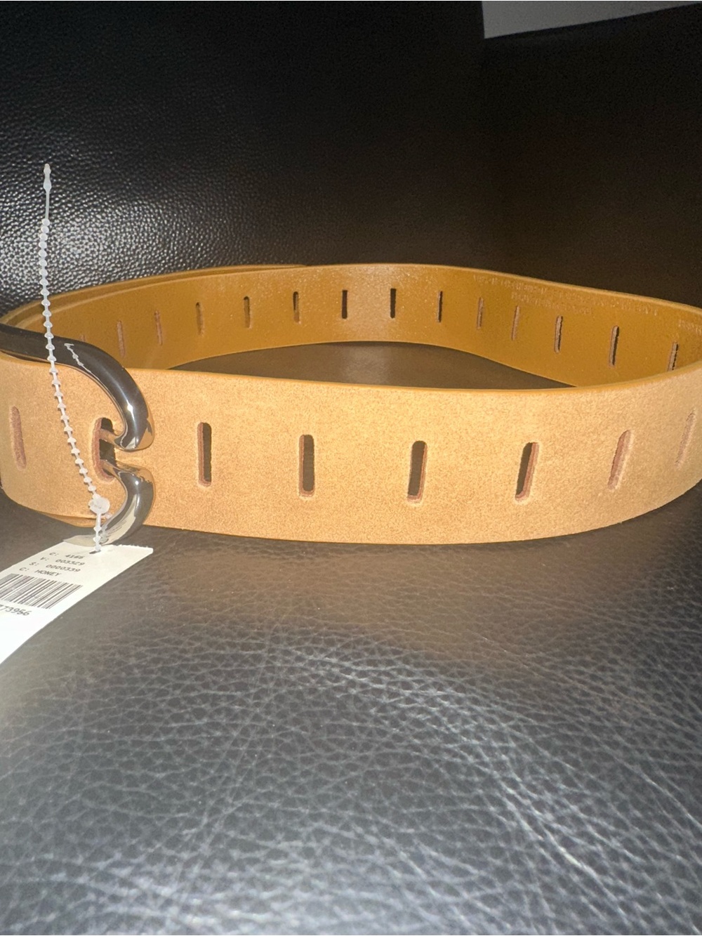 Anthropologie 100% Genuine Leather Premium Suede Adjustable Notch Belt Khaki Tan - Picture 3 of 8